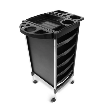 BeautéSync®  Salon-Quality Four Drawer Barber Cart – Rolling Hairdressing Trolley with Drawers, Wheels & Durable ABS Frame