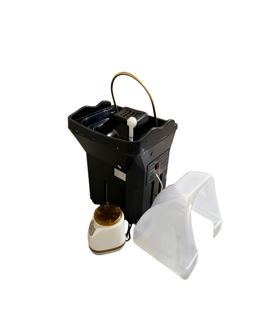 BeautéSync® Mobile Head Spa Capsule front view – portable head spa capsule with ABS body, steam hood, and built-in water circulation system