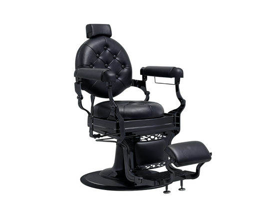 barber chair black leather w black frame
