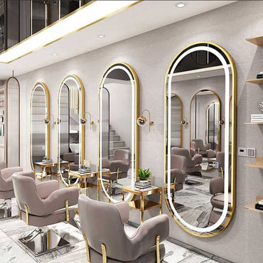 LED mirror gold oval