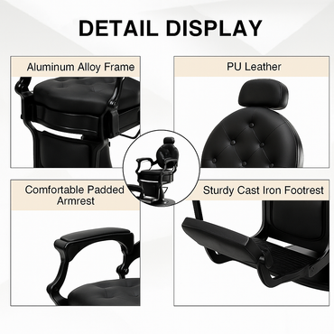 BeautéSync® Professional Hydraulic Barber Chair