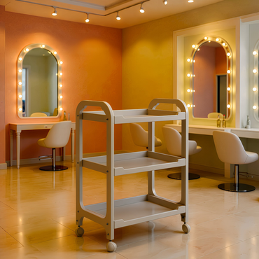 BeautéSync® 3-Layer Plastic Drawer Salon Trolley – Mobile Beauty Spa Cart with Universal Wheels for Professional Use