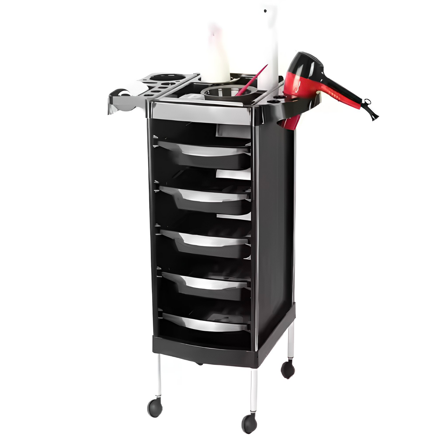 BeautéSync® Salon-Quality Four Drawer Barber Cart – Rolling Hairdressing Trolley with Drawers, Wheels & Durable ABS Frame