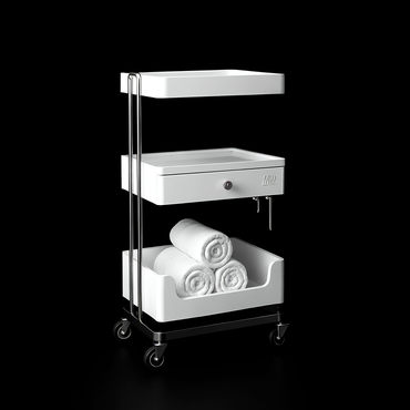 BeautéSync® Gold Metal Rolling Salon Trolley – Luxury Beauty, Nail & Hairdressing Cart with Towel Shelf and Lockable Wheels