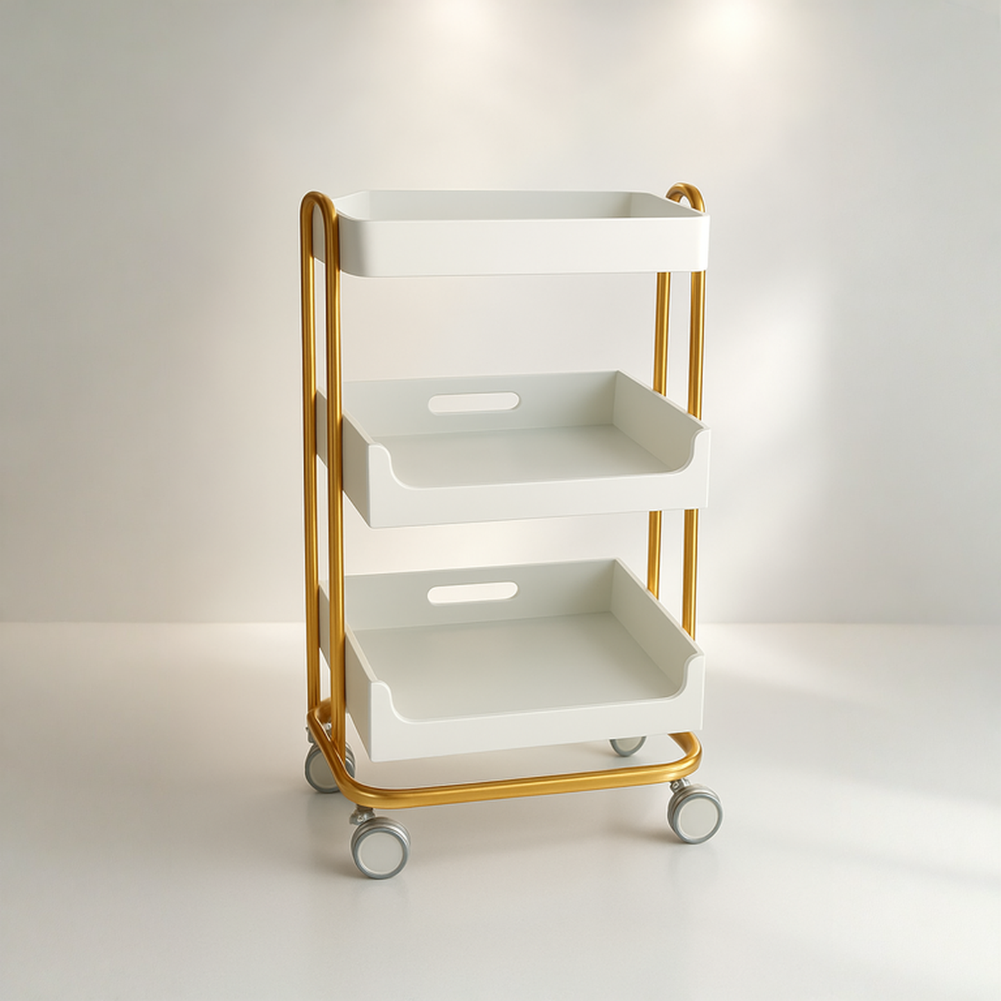 BeautéSync 3-Tier Stainless Steel Salon Trolley with Drawers – Mobile Spa Cart with Lockable Wheels for Professional Beauty Use