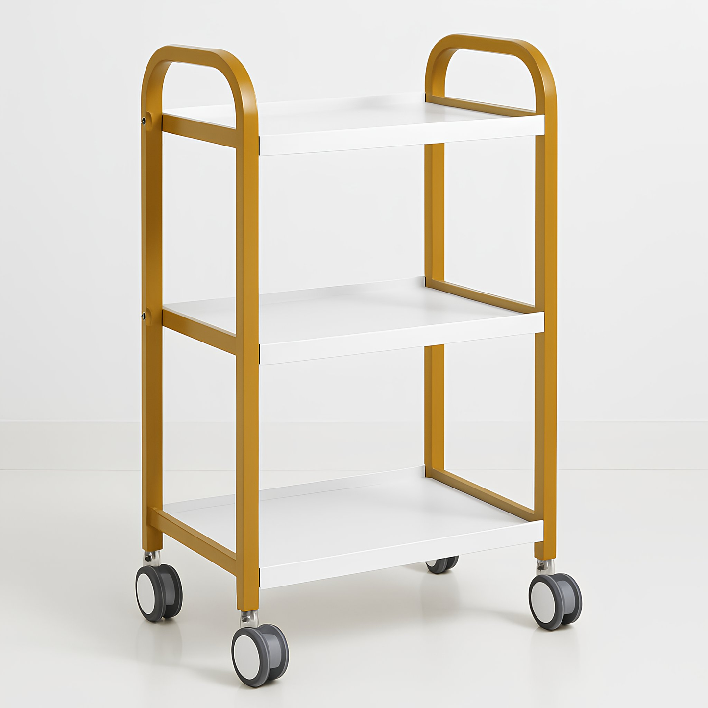 BeautéSync® Waterproof Metal Frame Salon Trolley – Rolling Hairdressing & Beauty Tool Cart with Storage Shelves
