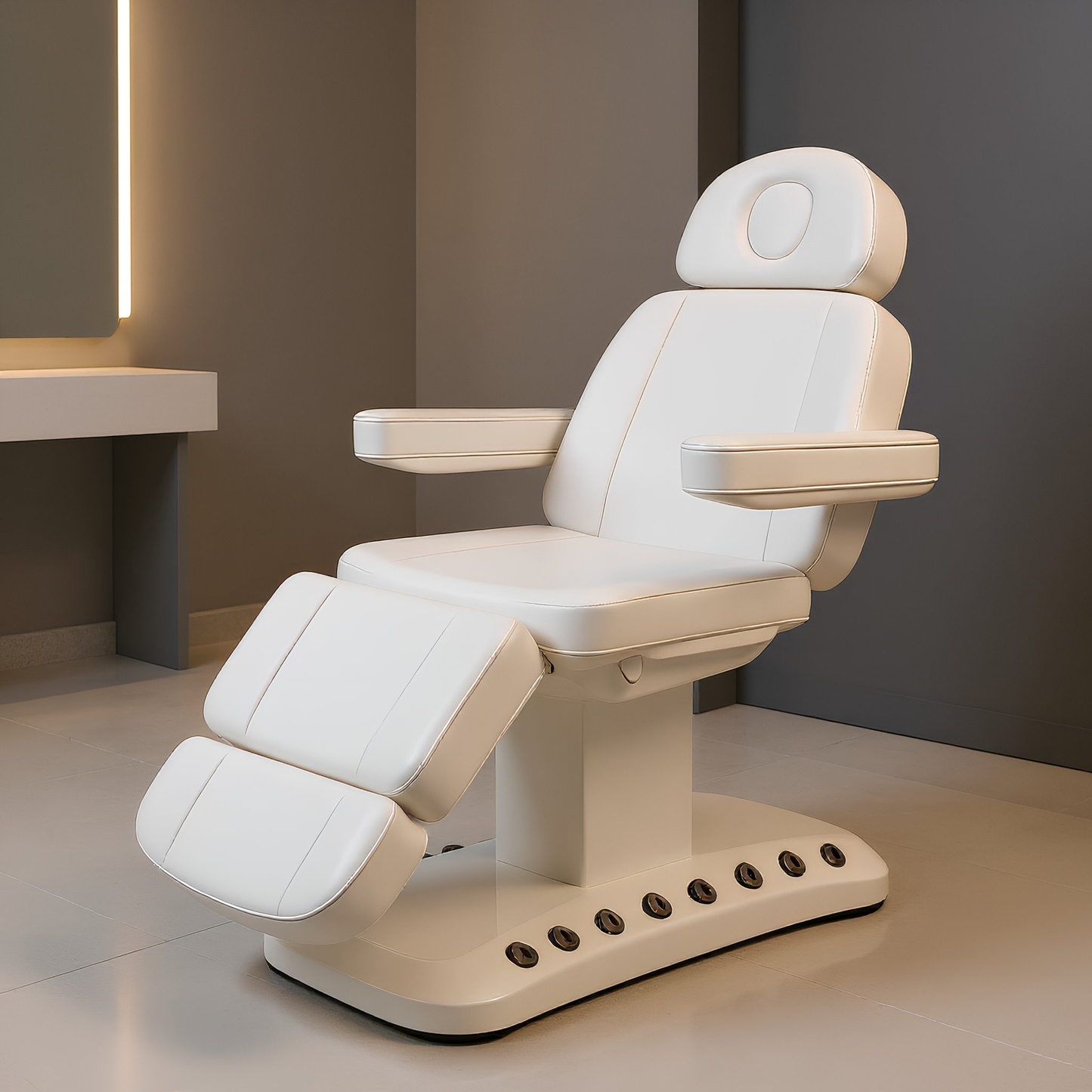 BeautéSync MiraPlus 4-Motor Electric Spa Bed & Facial Chair with Built-In Foot Controls – Smart Heating, Removable Headrest & 440 lbs Capacity