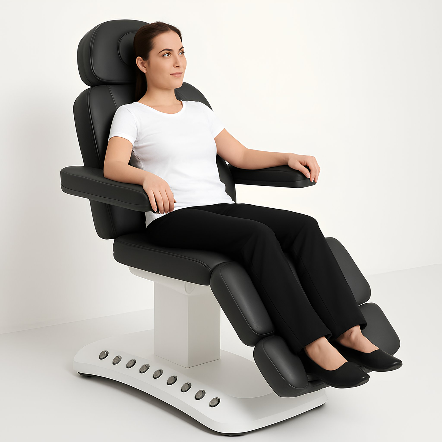 BeautéSync MiraPlus 4-Motor Electric Spa Bed & Facial Chair with Built-In Foot Controls – Smart Heating, Removable Headrest & 440 lbs Capacity