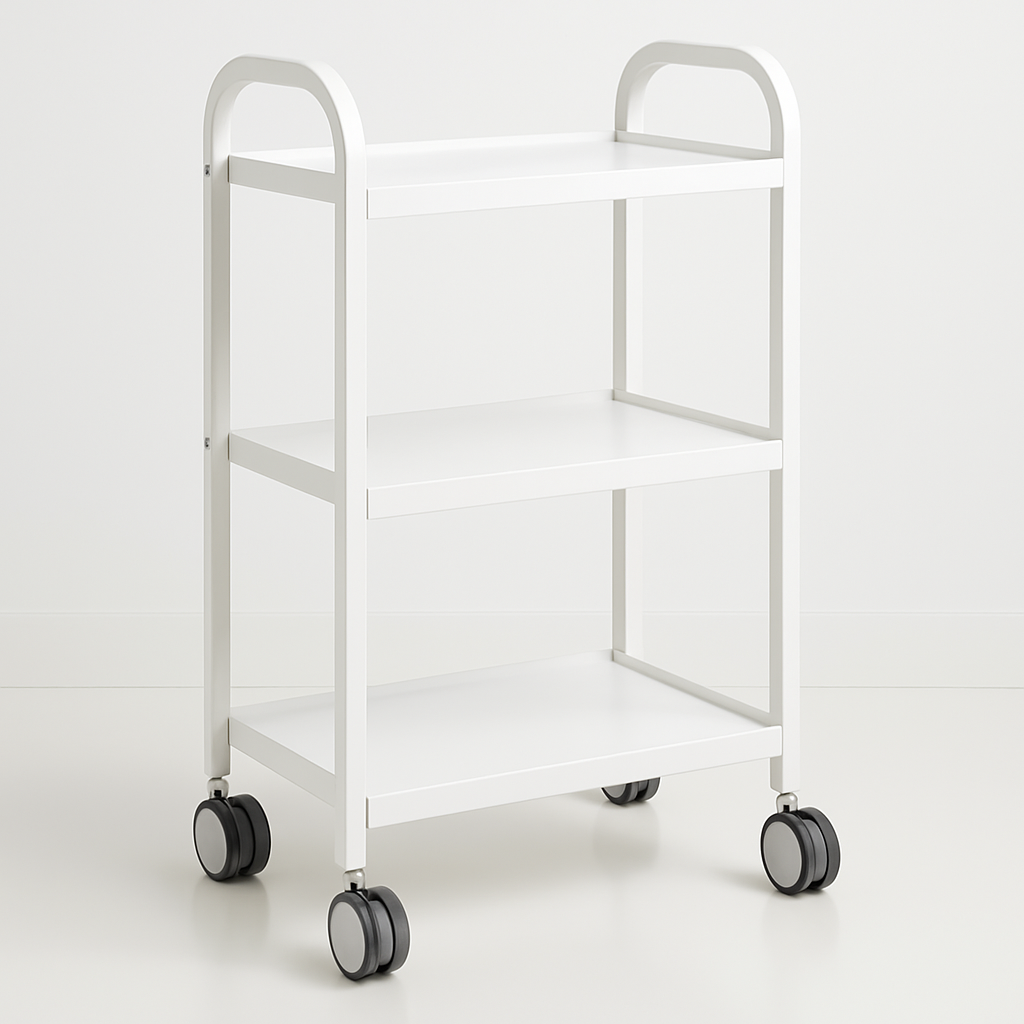BeautéSync® Waterproof Metal Frame Salon Trolley – Rolling Hairdressing & Beauty Tool Cart with Storage Shelves