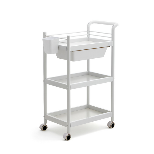 Multi-use white salon cart.