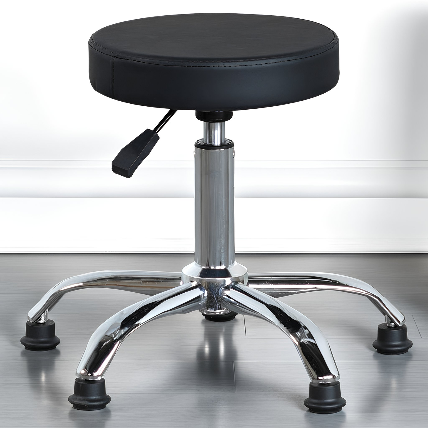 fixed position stool in a salon setting