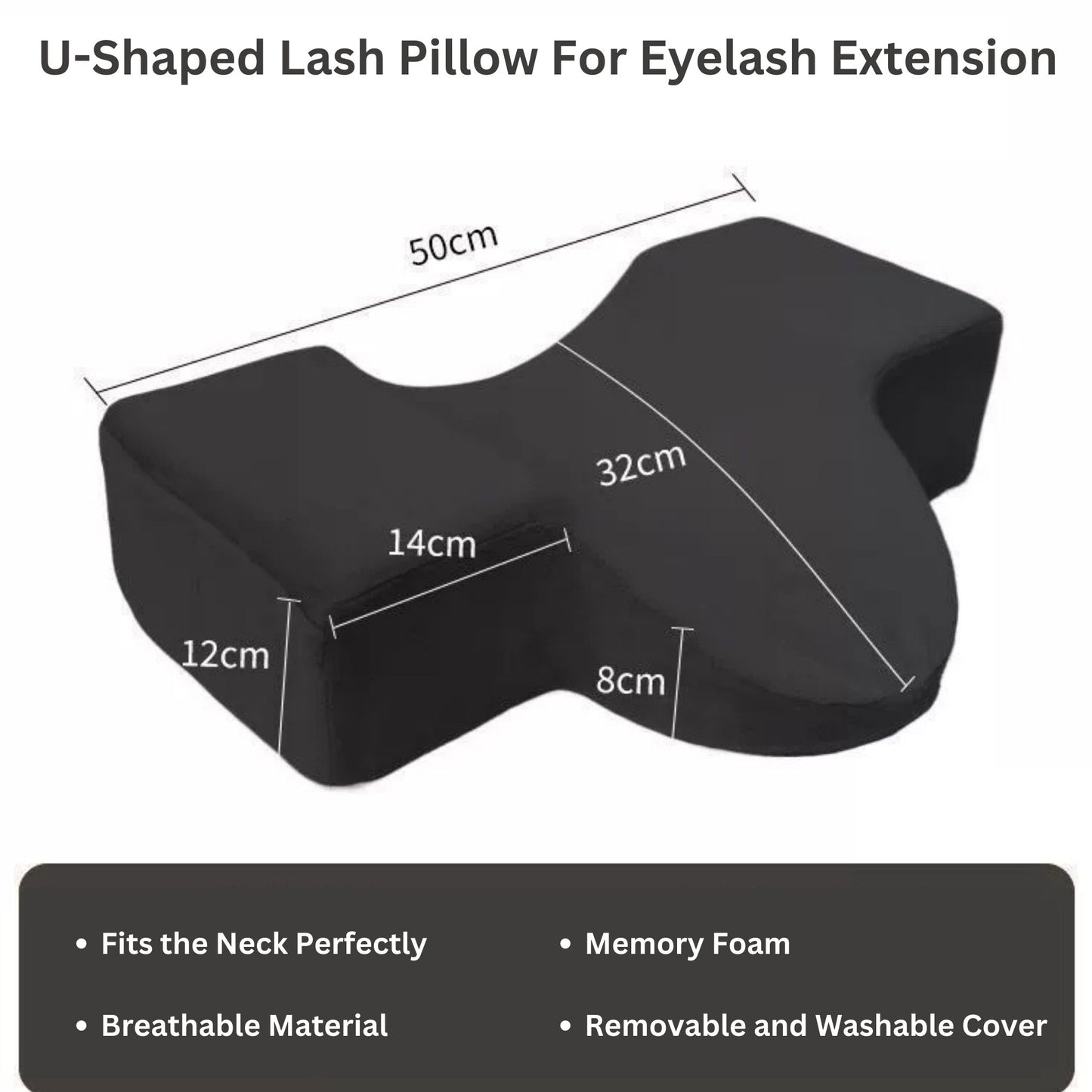 BeautéSync® U-Shaped Lash Pillow For Eyelash Extension, Zippered Design & Removable Design For Easy Cleaning