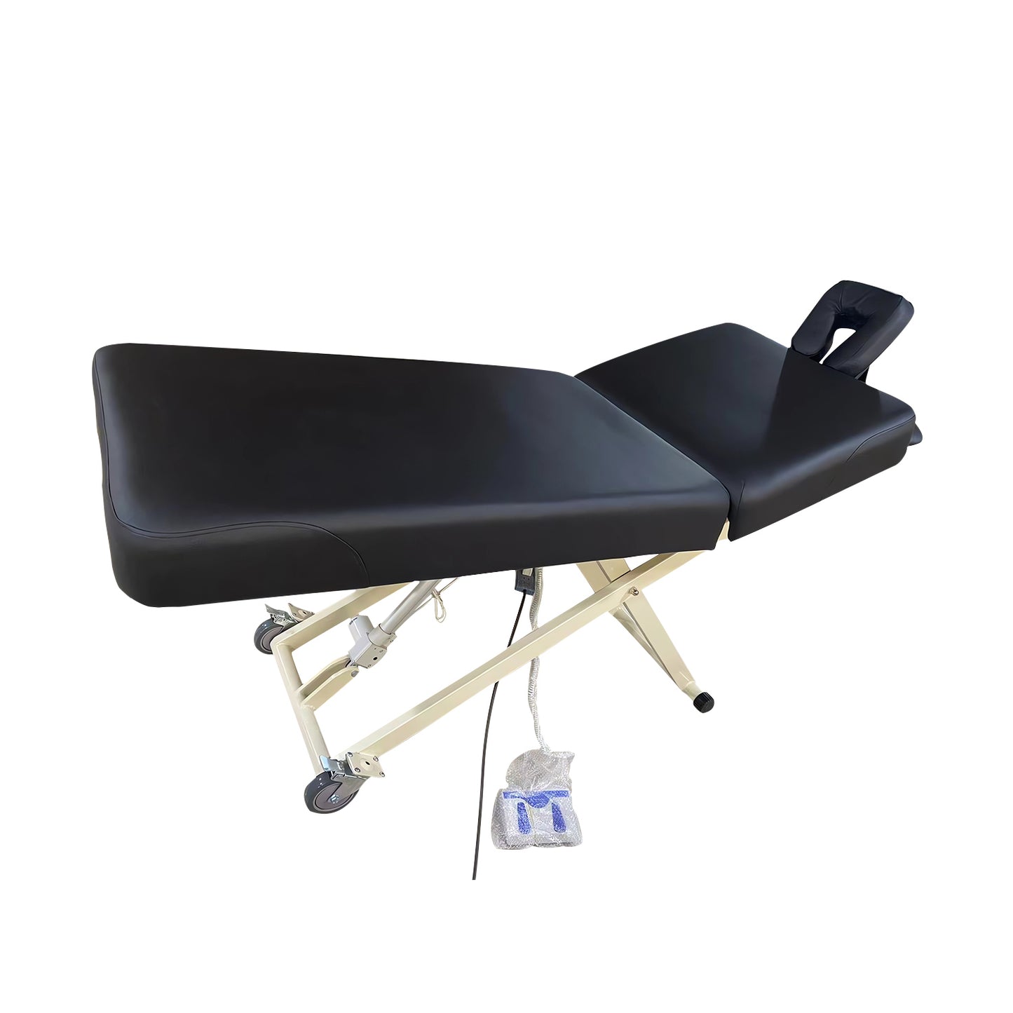 massage table w foot control - side look