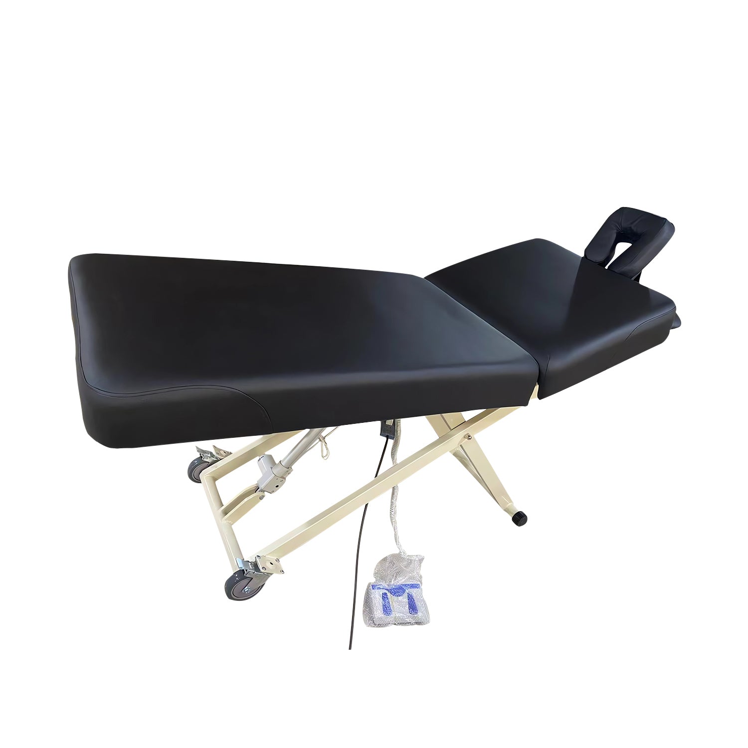 massage table w foot control - side look