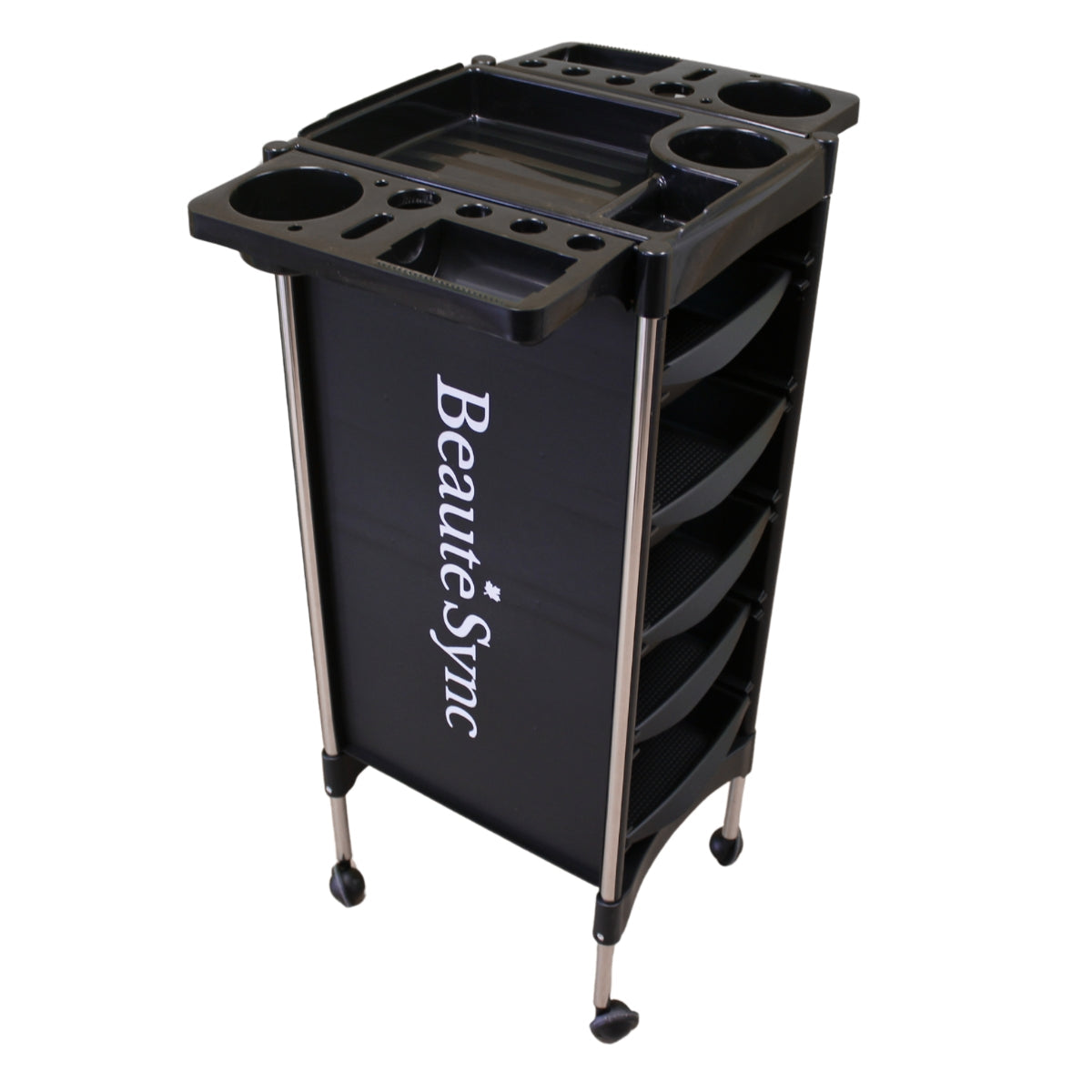 BeautéSync Salon Trolley Cart 5 Drawer Aluminum Frame with ABS Trays & Silicone Hair-Free Wheels
