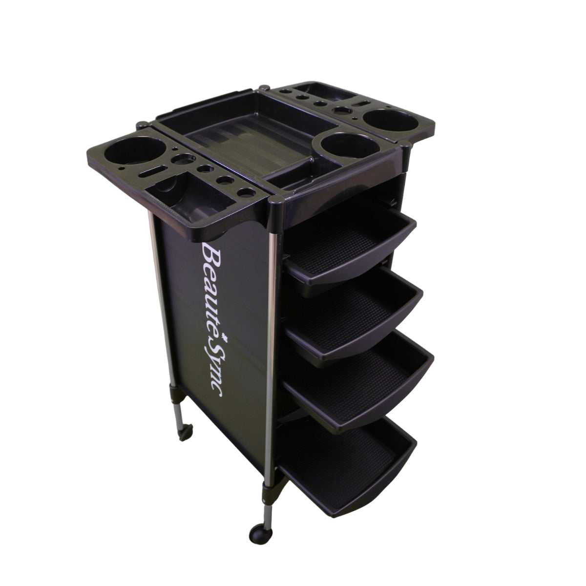 BeautéSync Salon Trolley Cart 5 Drawer Aluminum Frame with ABS Trays & Silicone Hair-Free Wheels