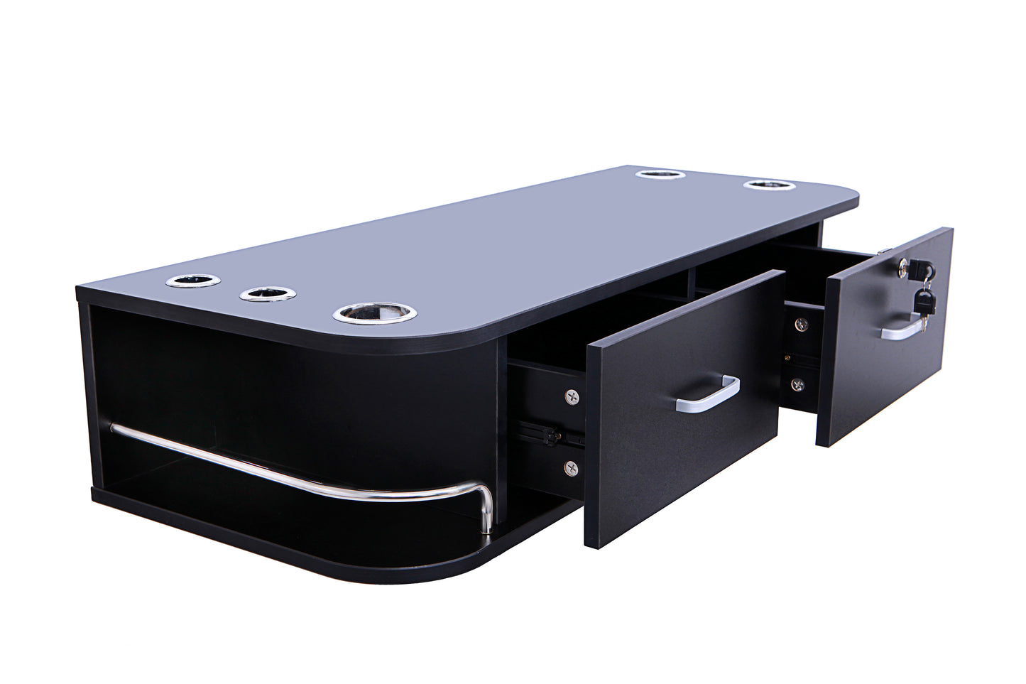 BeauteSync Wall-Mounted Salon Station, 2 Lockable Drawers, 5 Tool Racks, 30KG Load Capacity