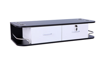 BeauteSync Wall-Mounted Salon Station, 2 Lockable Drawers, 5 Tool Racks, 30KG Load Capacity