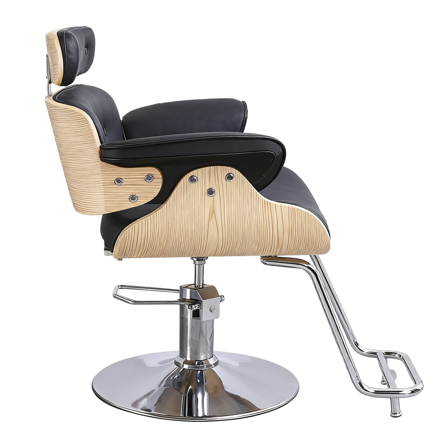 BeautéSync® Hairdressing Chair w Black Leather and Silver Pump