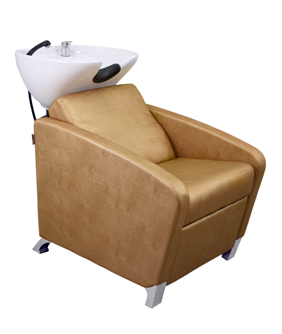 BeautéSync® Shampoo Chair with Black PVC leather, Ceramic Basin & High-Density Sponge