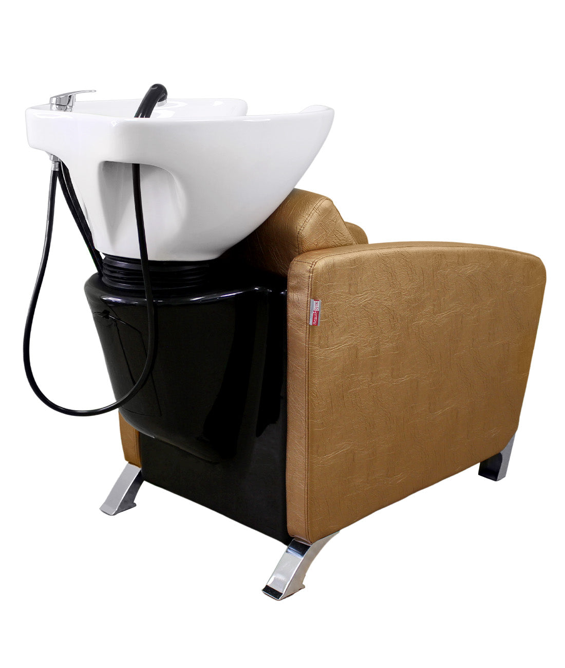 BeautéSync® Shampoo Chair with Black PVC leather, Ceramic Basin & High-Density Sponge