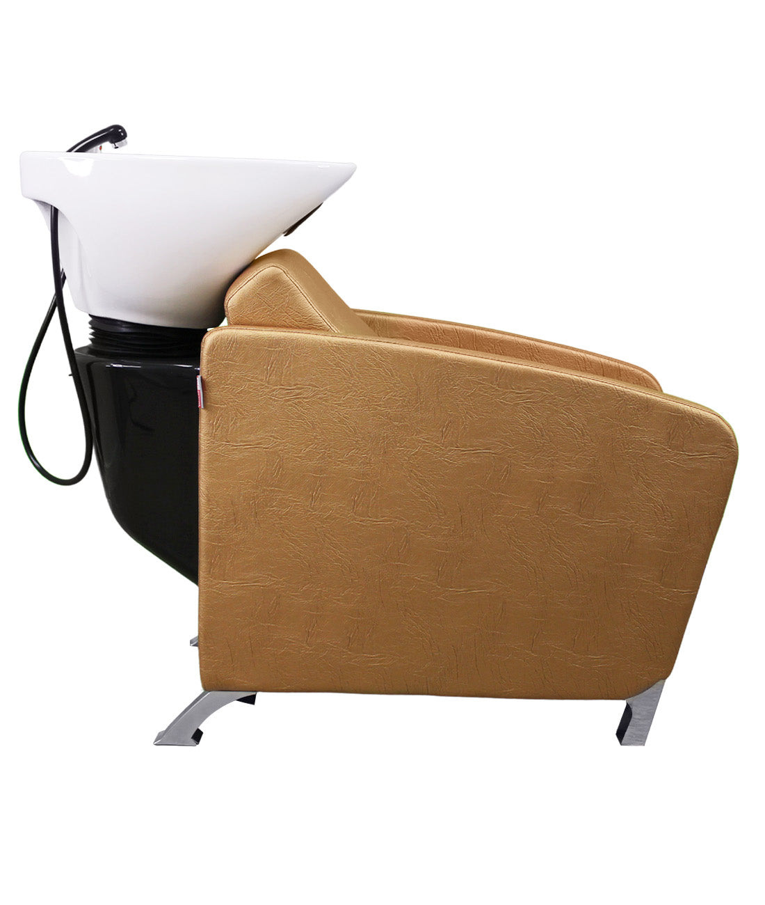 BeautéSync® Shampoo Chair with Black PVC leather, Ceramic Basin & High-Density Sponge