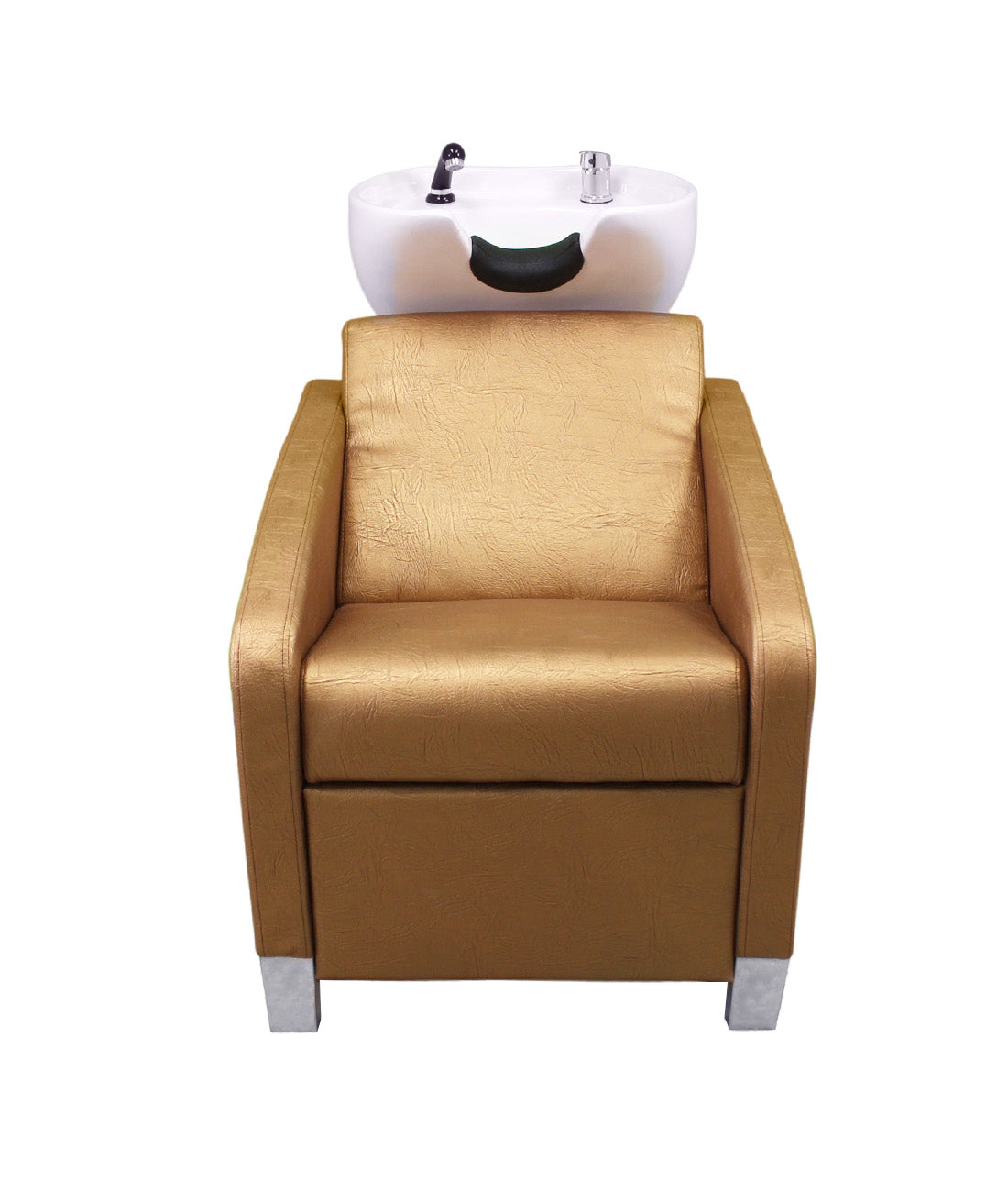 BeautéSync® Shampoo Chair with Black PVC leather, Ceramic Basin & High-Density Sponge