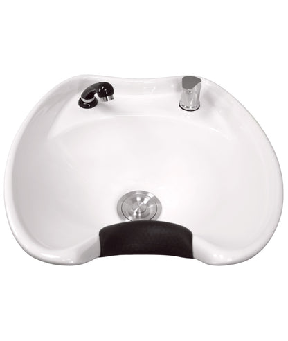 BeautéSync® Shampoo Chair with Black PVC leather, Ceramic Basin & High-Density Sponge