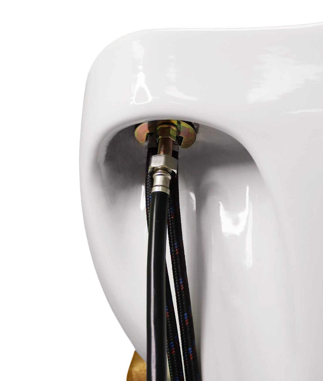 BeautéSync® Shampoo Chair with Black PVC leather, Ceramic Basin & High-Density Sponge