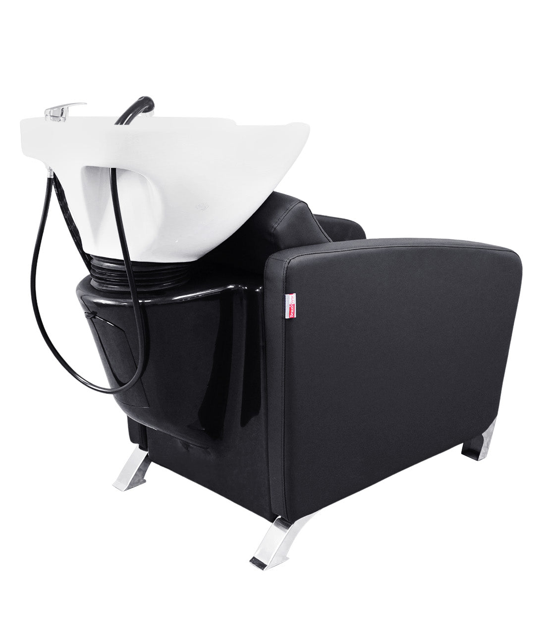 BeautéSync® Shampoo Chair with Black PVC leather, Ceramic Basin & High-Density Sponge