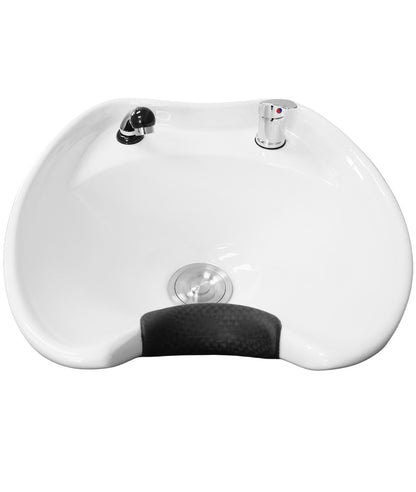 BeautéSync® Shampoo Chair with Black PVC leather, Ceramic Basin & High-Density Sponge