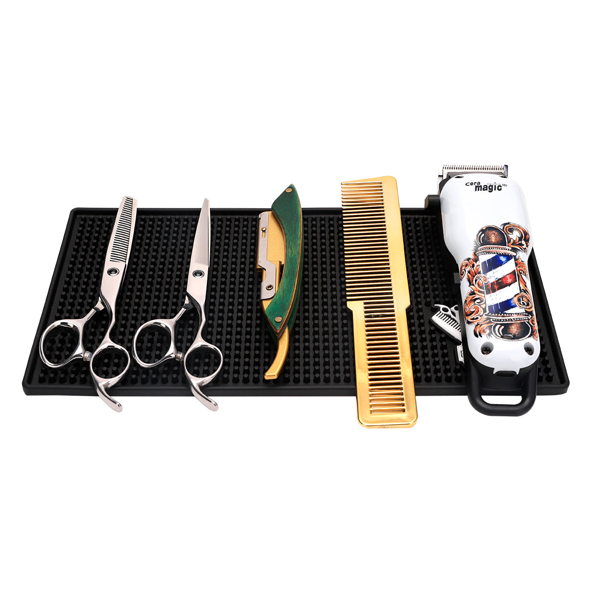 silicone hairdressing mat small with equipment front view