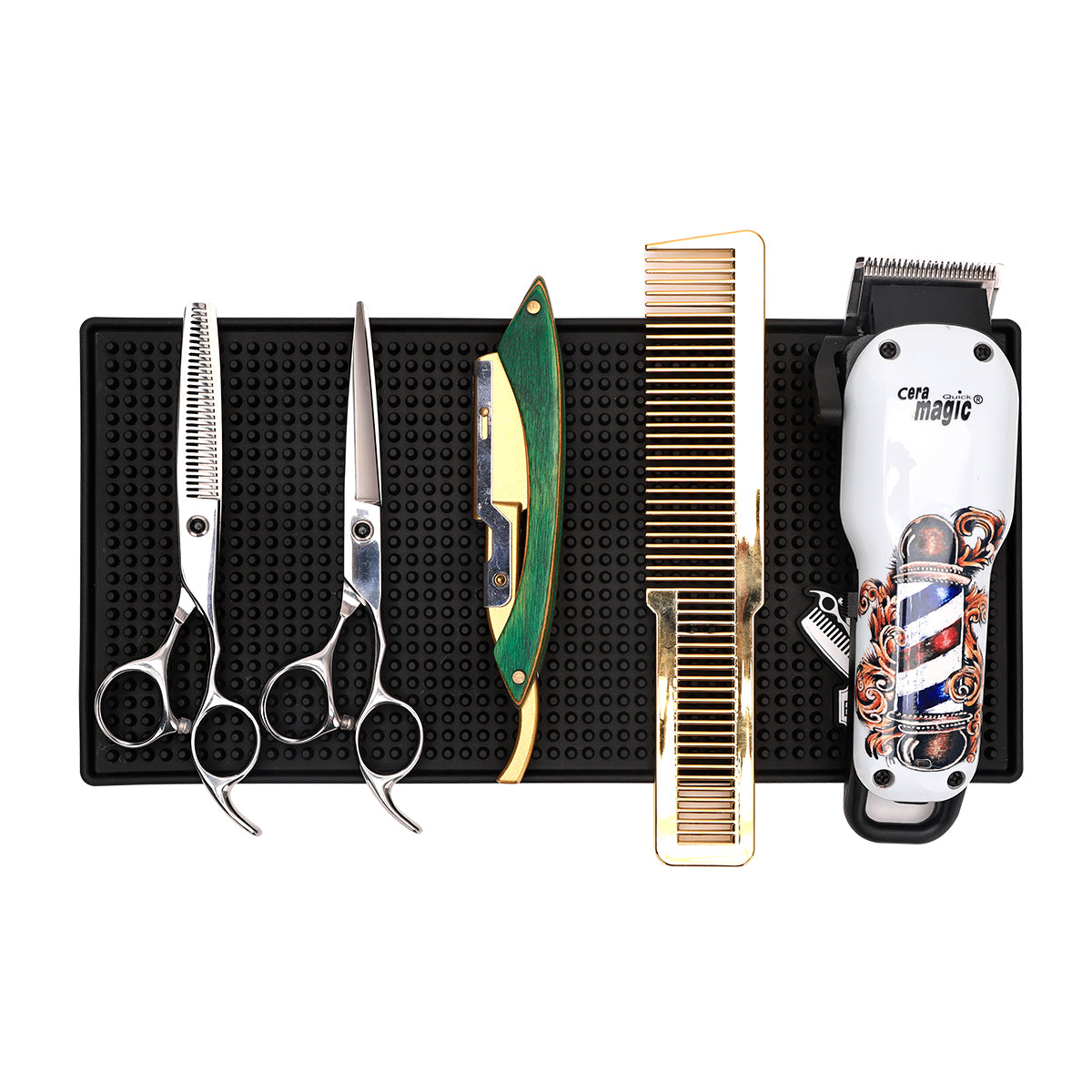 silicone hairdressing mat small with equipment top view