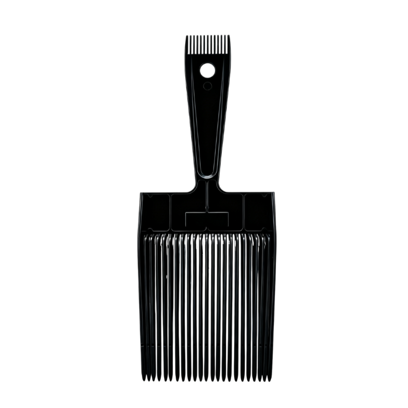 BeautéSync® Professional Barber Flat Top Hair Cut Comb front view, anti-static heat-resistant comb with level guide edge