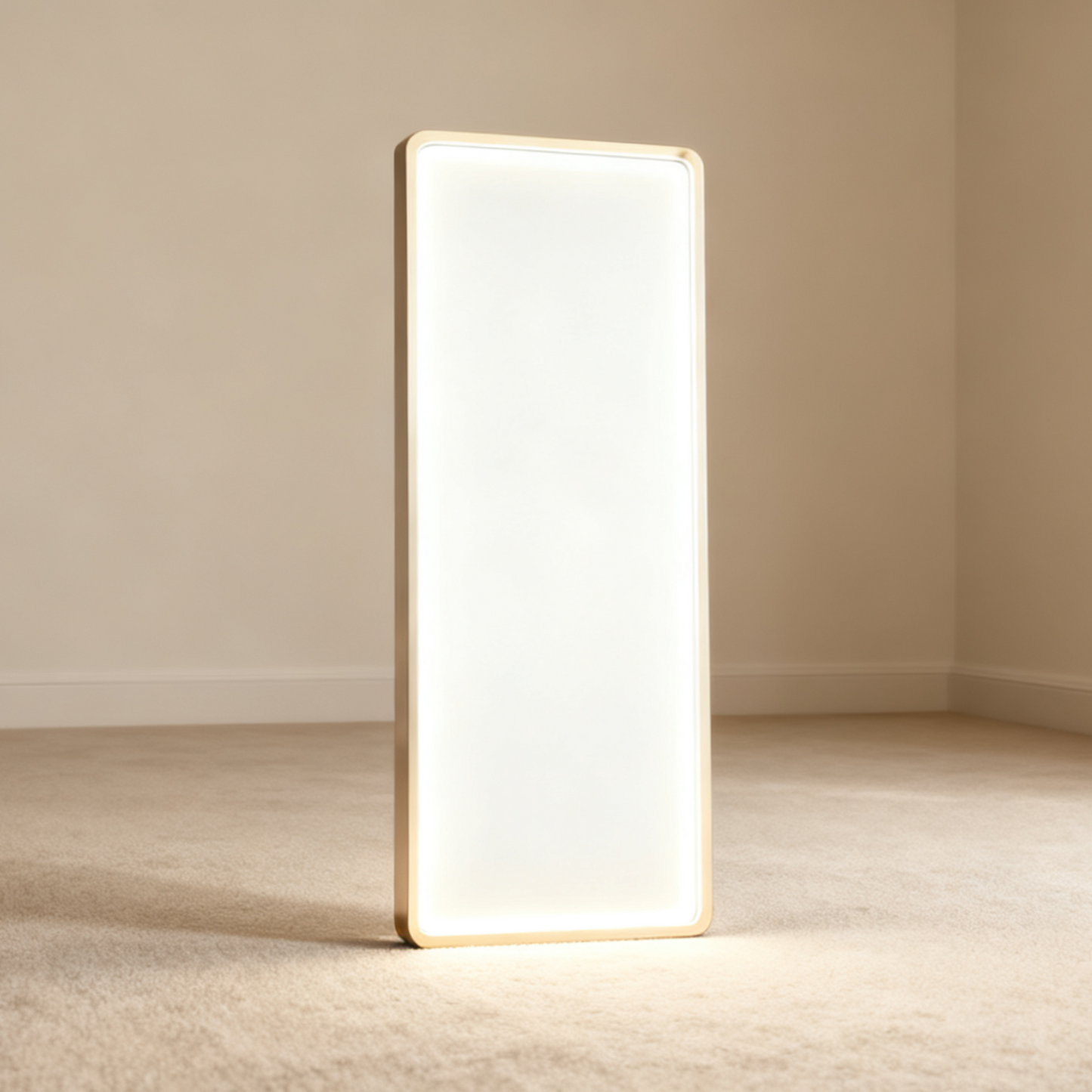 BeautéSync® Rectangular Border-Lit LED Salon Mirror – HD Glass, 1-Inch PVC Frame, 3-Color Light