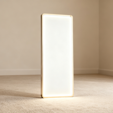 BeautéSync® Rectangular Border-Lit LED Salon Mirror – HD Glass, 1-Inch PVC Frame, 3-Color Light