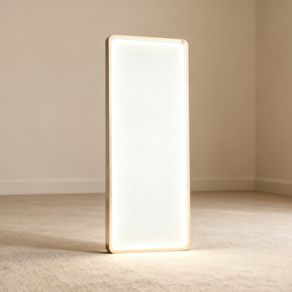 BeautéSync® Rectangular Border-Lit LED Salon Mirror – HD Glass, 1-Inch PVC Frame, 3-Color Light