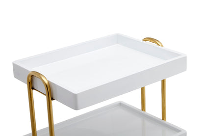 BeautéSync® Gold Metal Rolling Salon Trolley – Luxury Beauty, Nail & Hairdressing Cart with Towel Shelf and Lockable Wheels