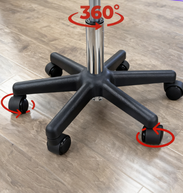 BeautéSync® Hydraulic Rolling Stool- Seat Diameter: 340 mm, Thickness: 70 mm
