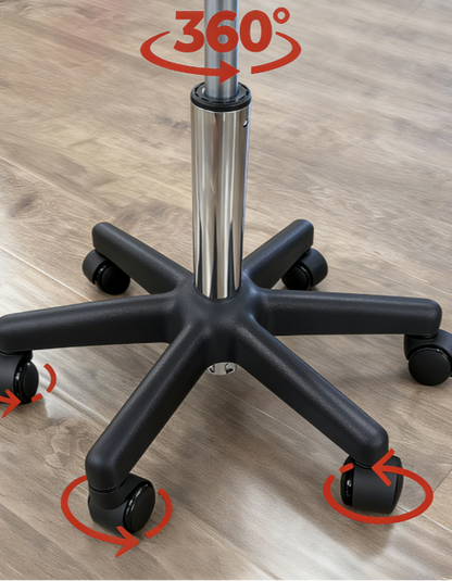 BeautéSync® Rolling Salon Stool with Adjustable Height, PU Leather Ergonomic Tattoo Massage Chair for Beauty Clinic SPA, Black