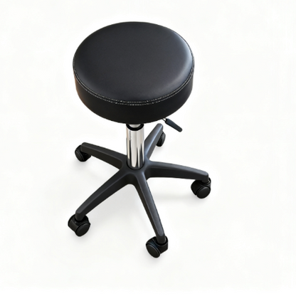 BeautéSync® Rolling Salon Stool with Adjustable Height, PU Leather Ergonomic Tattoo Massage Chair for Beauty Clinic SPA, Black