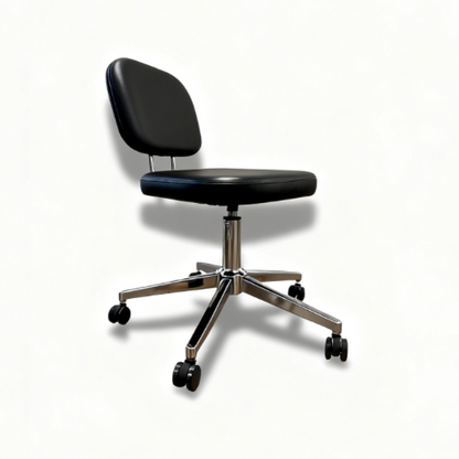 BeautéSync® Ergonomic PU Leather Rolling Stool with Backrest, Adjustable Height, Black