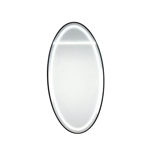 BeautéSync® Hair Salon Mirror, Oval Shape with LED Backlit Strip, aluminum alloy frame