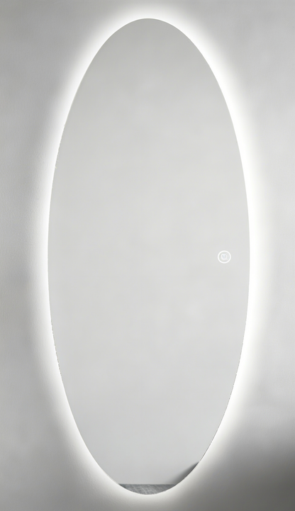 BeautéSync® Hair Salon Mirror, Oval Shape with LED Backlit Strip, Three-Color Mode