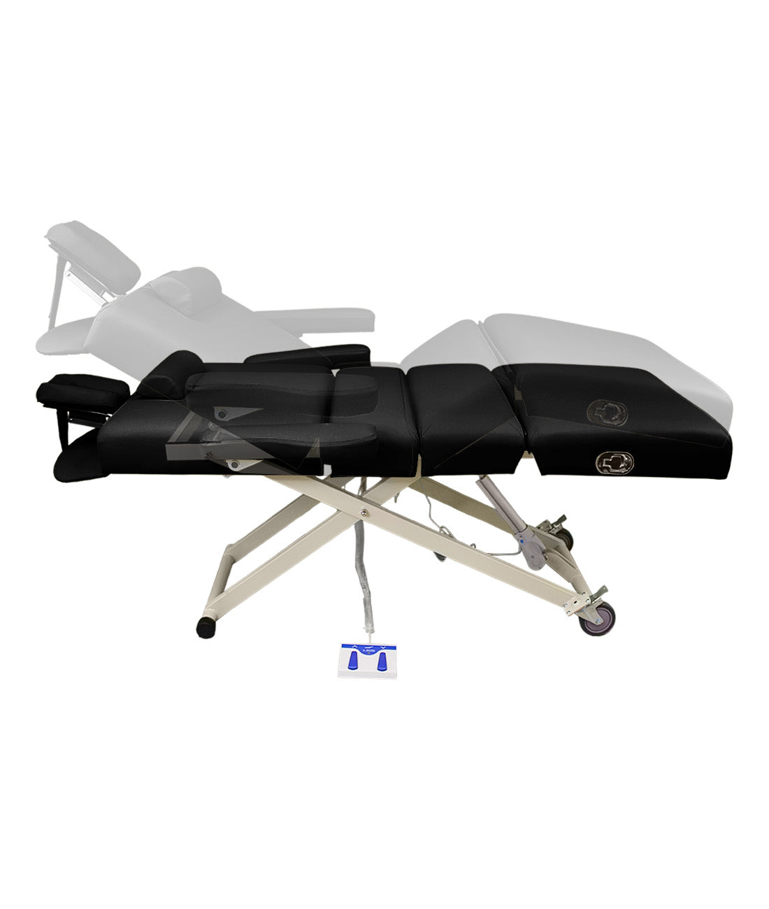 BeautéSync® Premium Professional One-Motor Four-Section Electric Beauty & Massage & Facial & Spa Treatment Bed (Black/Beige)