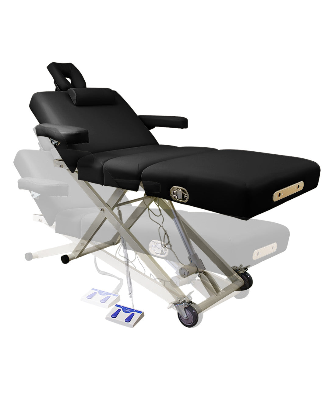 BeautéSync® Premium Professional One-Motor Four-Section Electric Beauty & Massage & Facial & Spa Treatment Bed (Black/Beige)