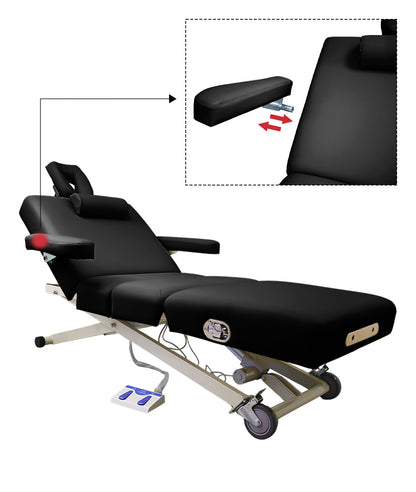 BeautéSync® Premium Professional One-Motor Four-Section Electric Beauty & Massage & Facial & Spa Treatment Bed (Black/Beige)