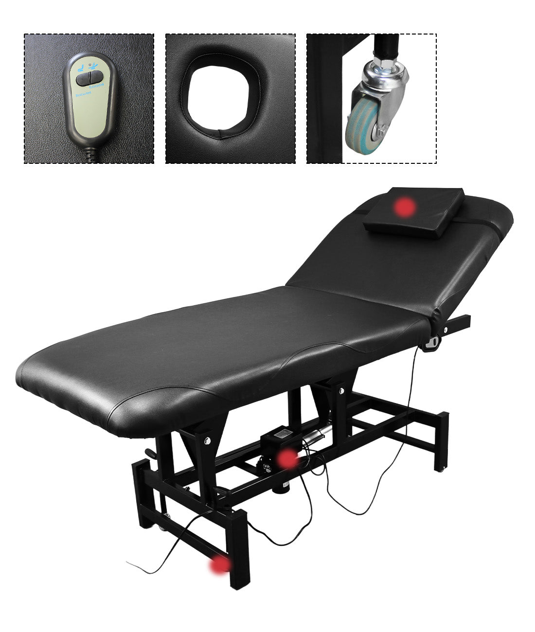 BeautéSync® One-Motor Electric Beauty Bed – Chrome Frame, Adjustable Backrest, PVC Leather, 500 lbs Capacity