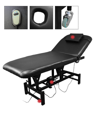 BeautéSync® One-Motor Electric Beauty Bed – Chrome Frame, Adjustable Backrest, PVC Leather, 500 lbs Capacity