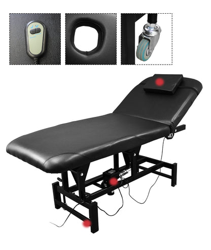 BeautéSync® One-Motor Electric Beauty Bed – Chrome Frame, Adjustable Backrest, PVC Leather, 500 lbs Capacity